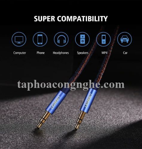 Ugreen 40401 0.5M màu Xanh Cáp âm thanh 2 đầu 3.5mm dương AV113 30040401